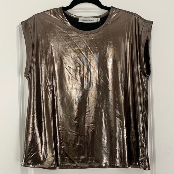 NWOT Rebecca Minkoff Gold Metallic Shirt - Picture 1 of 4
